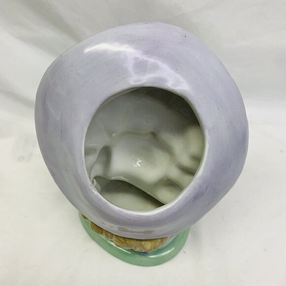 Vintage Lady Head Vase 60s Purple Hat And Dress Blond Hair Neckless Rose MINT - Picture 4 of 9